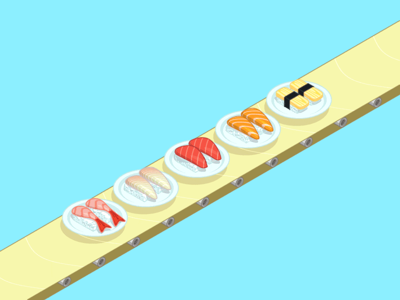 Sushi-Go-Round c4d cinema 4d food icon japan line art nigiri sketch and toon sushi