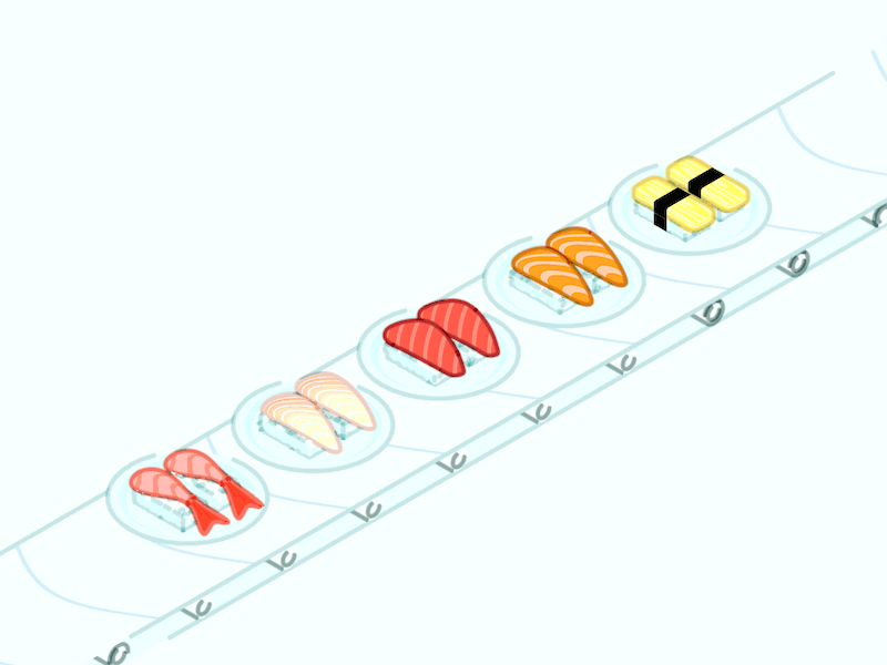 Sushi-Go-Round v2 c4d cinema 4d icon japan line art nigiri sketch and toon sushi