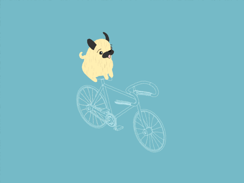 Pug on a Bike bicycle bike biking c4d cinema 4d dog line art mograph pug sketch and toon