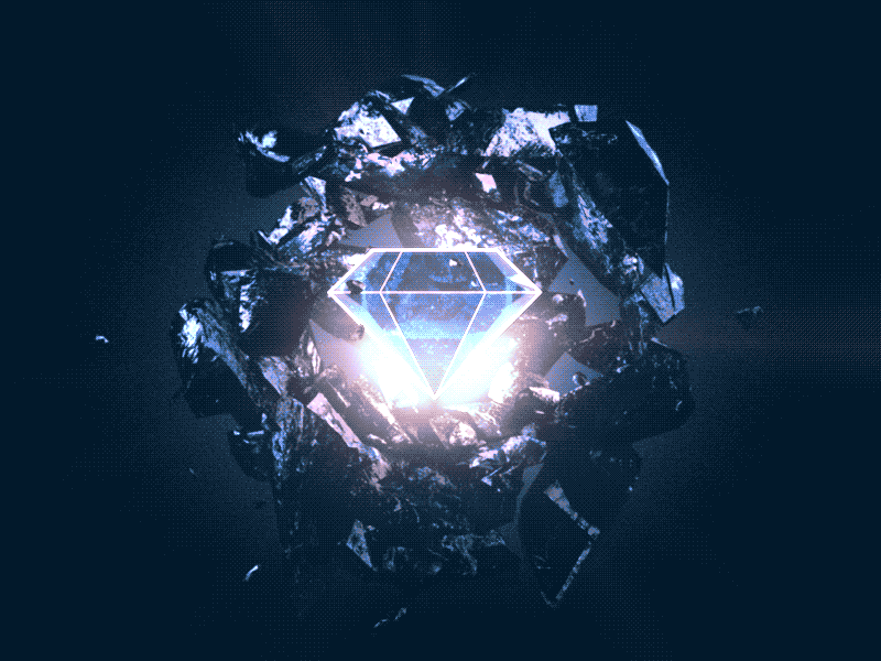 Diamond in the Rough 3d c4d cinema 4d coal diamond line art mograph rock sketch and toon