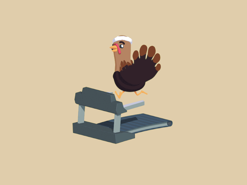 Turkey Trot c4d cinema 4d gif holiday mograph sketch and toon thanksgiving transamerica treadmill turkey