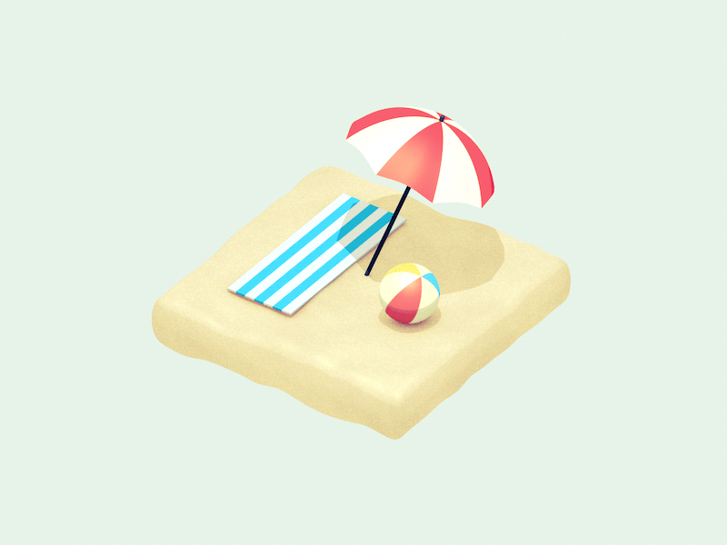 Beach Bum 3d animation beach beach ball c4d cinema 4d eyedesyn gif mograph sand summer umbrella