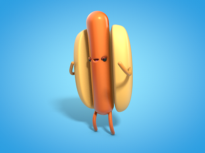 Hot Dog Dude 3d c4d character cinema 4d eyedesyn food hot dog wiener