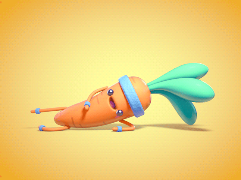 Workout Carrot 3d animation c4d carrot cinema 4d eyedesyn gif health mograph vegetable workout
