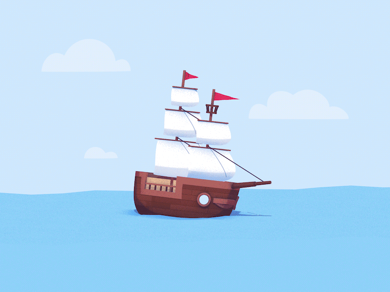 Boaty McBoatface animation boat c4d cinema 4d eyedesyn gif mograph pirate ship sailing ship sketch and toon