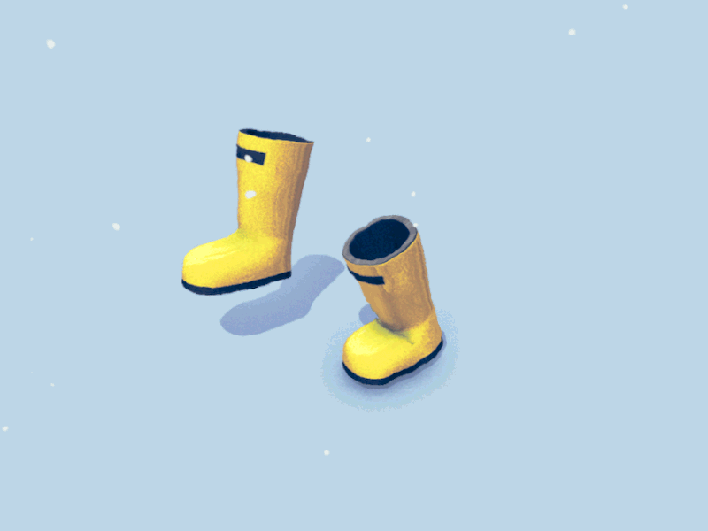 Winter Boots 2d 3d after effects animation boots c4d cinema 4d gif mograph rain boots snow winter