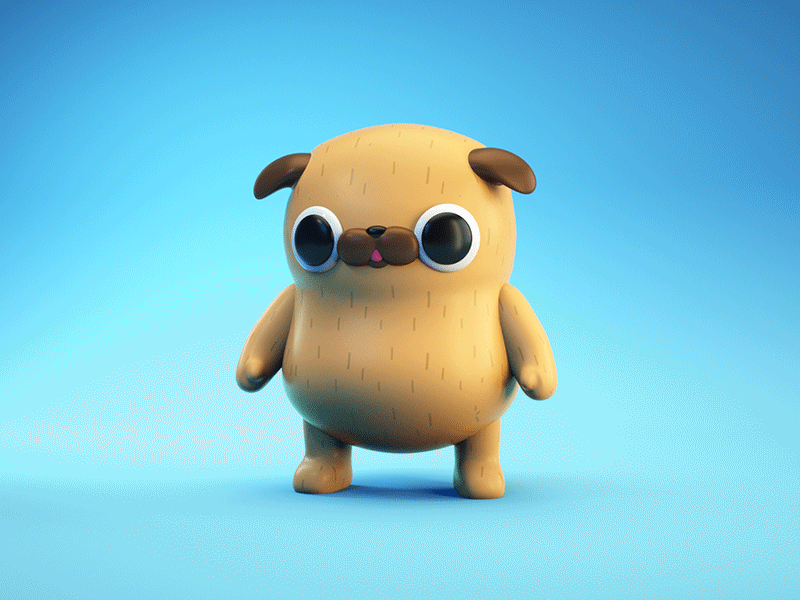 Happy Pug 3d animation c4d character cinema 4d dog doggy eyedesyn mograph octane pug