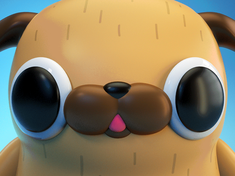 Happy Pug Face 3d animation c4d character cinema 4d dog doggy eyedesyn mograph octane pug
