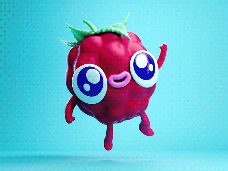 Raspberry 3d animation c4d character character design cinema 4d eyedesyn fruit gif mograph raspberries raspberry