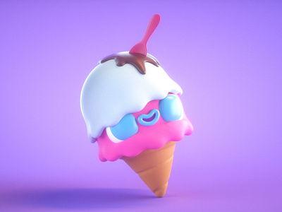 Ice Cream 3d c4d character character design cinema 4d dessert eyedesyn ice cream ice cream cone mograph