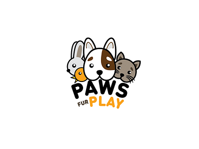 Paws fur play bird branding cartoon cat dog illustration logo pets