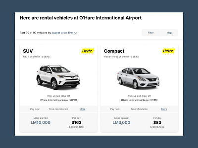 White Label by Rocket Travel: Cars Search Results Page