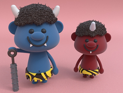 Oni 3d modeling cartoon cinema4d cute illustration japanese motion design oni practice yokai