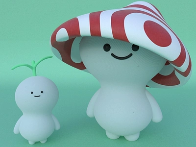 Kodama 3d modeling animation cartoon cinema4d cute illustration motion design practice yokai