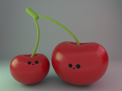 Charlotte and Emily, the cute cherry gals 3d modeling animation cartoon cinema4d cute illustration motion design practice