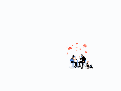 Pandemic with family chairs corana virus covid19 dog family illustration minimalism pandemic table woman