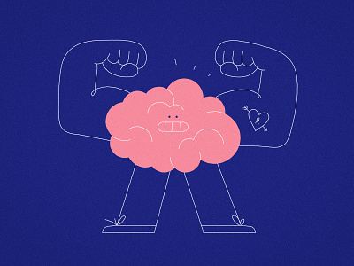 Brain blue brain illustration line pink smart strong vector
