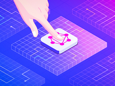 Stop worrying and love GraphQL button graphql hand illustration isometry vector
