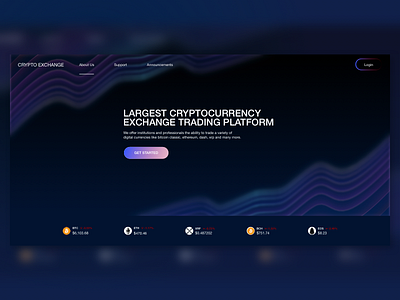 Cryptocurrency exchange platform landing page sketch