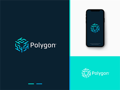 Polygon biotech connection design elegant logo modern polygon startup tech technology