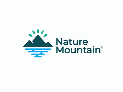 Mountain bio design ecology elegant field green landscape leaf logo modern mountain natural nature plant waterfall