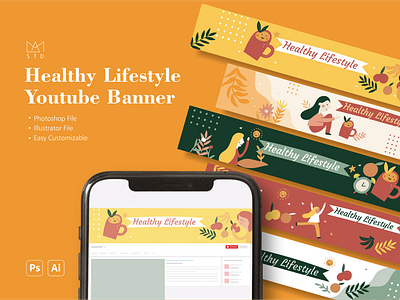 Fun Healthy Lifestyle Youtube Banner Vol. 1