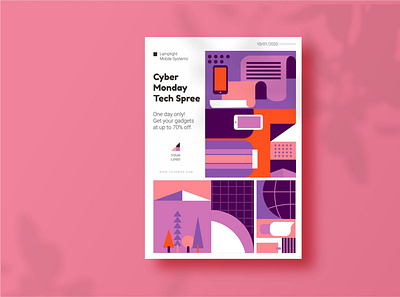 Cyber Tech Flyer Template abstract branding cyber tech flyer graphic design modern template