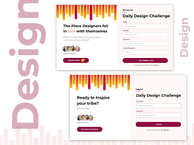 Sign Up and Log In for Daily Design Challenge concept dailydesignchallenge dailyui login signin signup ui ui design uidesign