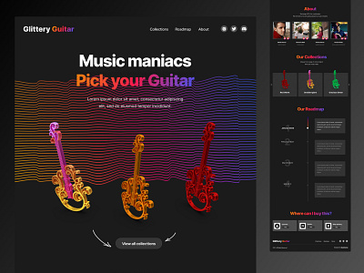 Glittery Guitar - NFT landing page concept