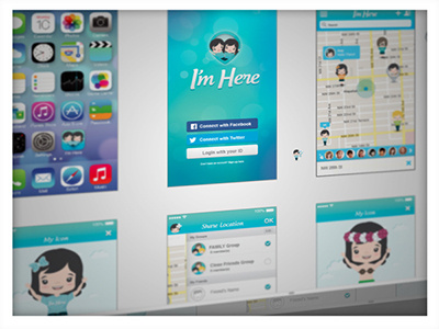 I'm Here UI Redesign characters imhere ios location ui