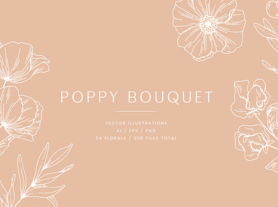 Poppy Bouquet Vector Illustrations creative market design drawing floral flowers graphicdesign illustration nature plants vector