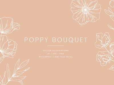 Poppy Bouquet Vector Illustrations