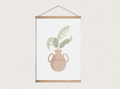 Ancient Pottery Vase + Leaves creative market design drawing graphicdesign illustration leaves nature vector