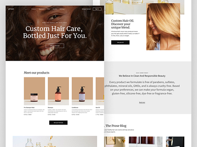 Custom Hair Care. Website concept cosmetic cosmetics hair care main page ui ui ux web webdesign website