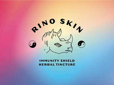 Rino Skin Herbal Tincture acupuncture brand identity branding design gradient herbal medicine illustration immunity logo design medicine rhino rhino logo tincture yin yang
