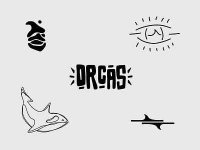 Orcas Branding black and white brand agency brand identity branding eye logo fin graphic design hand lettering logo illustration killer whale logo orcas typography vector vector art wave