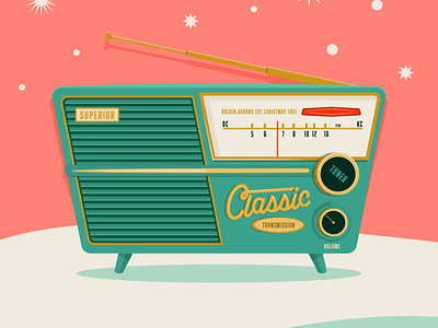 Classic Radio holiday illustration radio vintage