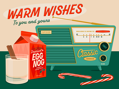 Warm Wishes christmas egg nog holiday illustration radio retro holiday vintage christmas