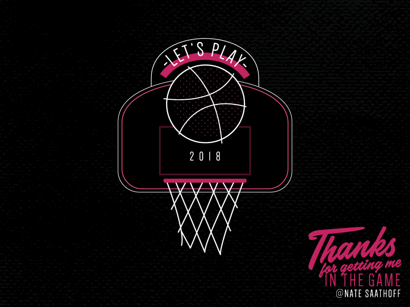 Let's Play illustration debute sports welcome game score pink thanks basketball play dribble hello