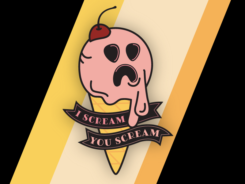 Ice Scream illustration pin yummy i scream you scream iscream cherry pun scream icecream ice cream