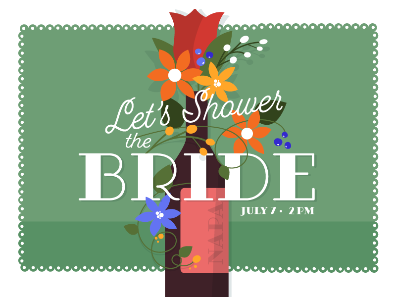Bridal Shower Invite invitation alchohol drink illustration party wedding floral vase flowers napa wine bridal shower shower bride