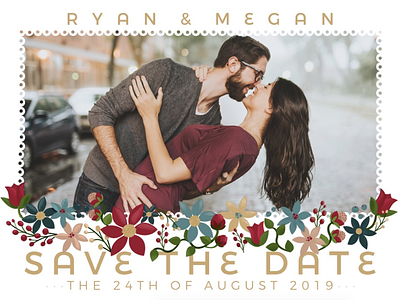 Save The Date couple floral flowers frame invitation marriage save the date weddings