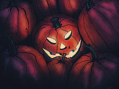 Spooky pumpkin glow halloween illustration jack o lantern october procreate pumpkin pumpkin patch texture