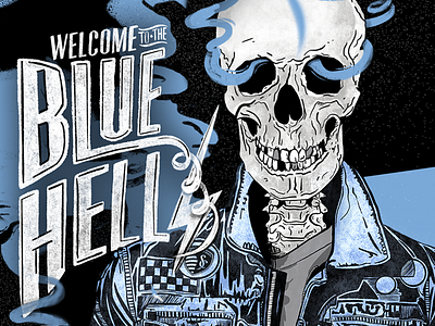 The Blue Hell jacket lettering procreate skeleton smoke