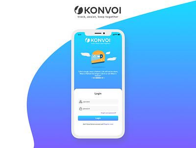 Login Screen - KONVOI Apps app biker design flat ios mock up ui uidesign ux vector