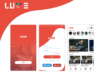 LUVE! - For your streaming needs! android app branding design live livestream material ui mobile ui mock up streaming app ui uidesign uiux ux