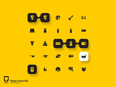 Pizza Iconset branding cheese flat flat design flat illustration flatdesign food food delivery food porn icon icon design icon set iconography icons pack iconset illustrator logo map icon pizza pizza lover