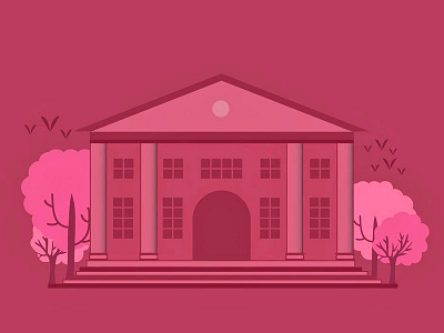 College Illustration architecture college digital art graphic design illustration illustrator library minimalistic monument pink