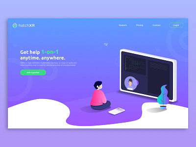 1-on-1 Online Tutor Landing Page android concept design digital art graphic design illustration illustrator landing page live tutor minimal online online classroom online coding tutor ui user experience user interface ux vector web
