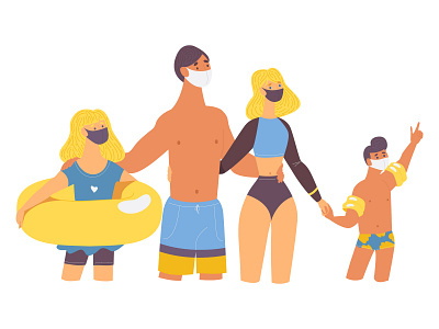 Vacation people pandemic character concept covid19 face family happy mask pandemic people travel vacation